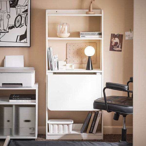 Klapptisch mit 5 Ablagen | Schreibtisch klappbar | Computertisch | Arbeitstisch | Weiss