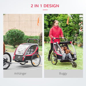 Fahrradanhänger 2-in-1 Joggerfunktion Kinderanhänger Veloanhänger