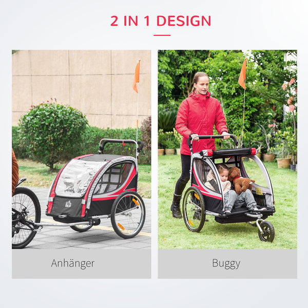 Fahrradanhänger 2-in-1 Joggerfunktion Kinderanhänger Veloanhänger