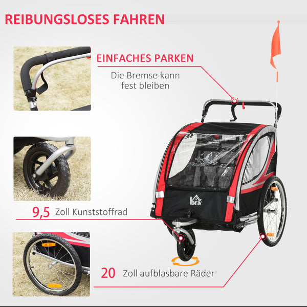 Fahrradanhänger 2-in-1 Joggerfunktion Kinderanhänger Veloanhänger