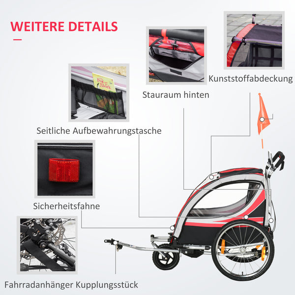 Fahrradanhänger 2-in-1 Joggerfunktion Kinderanhänger Veloanhänger