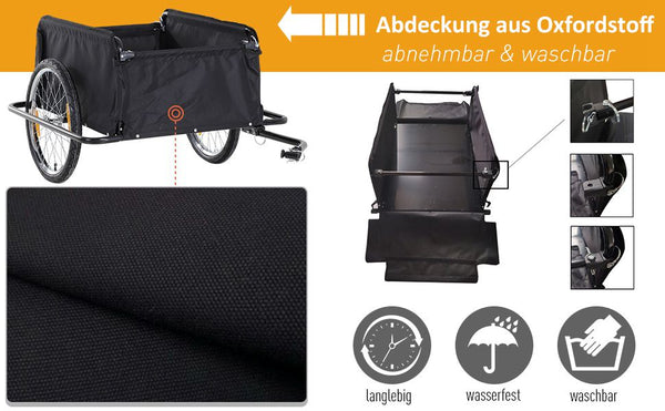 Fahrradanhänger Veloanhänger 140 x 88 x 60 cm mit Blache