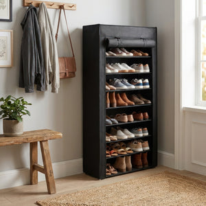 Schuhschrank faltbar 86 x 29 x 175 cm schwarz