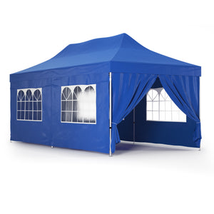Faltpavillon 6 x 3 m blau inkl. 4 Seitenwände