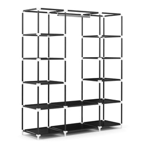 Faltschrank mit rollbaren Türen, schwarz