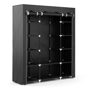 Faltschrank mit rollbaren Türen, schwarz