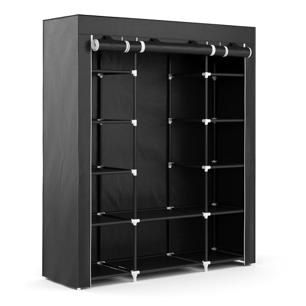 Faltschrank mit rollbaren Türen, schwarz
