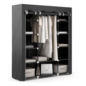Faltschrank mit rollbaren Türen, schwarz