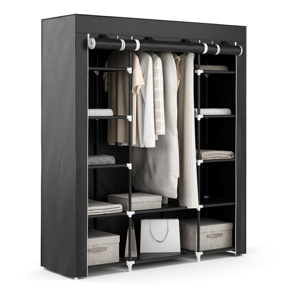 Faltschrank mit rollbaren Türen, schwarz