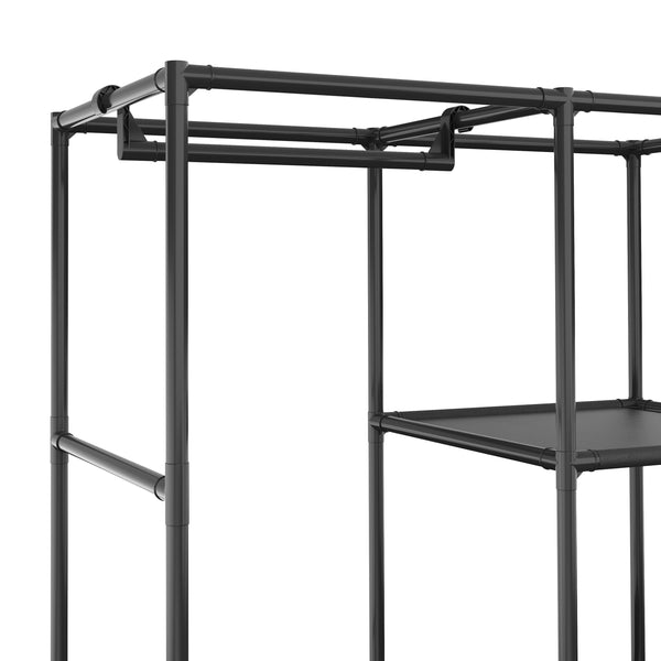 Faltschrank mit rollbaren Türen 85 x 168 cm schwarz