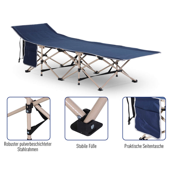 Feldbett Campingliege Klappbett faltbar 190x68x52cm