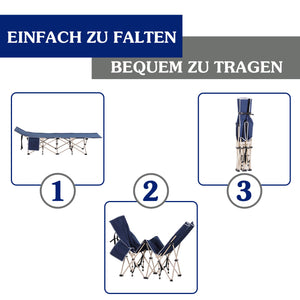 Feldbett Campingliege Klappbett faltbar 190x68x52cm