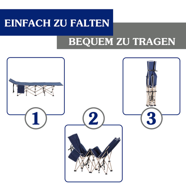 Feldbett Campingliege Klappbett faltbar 190x68x52cm