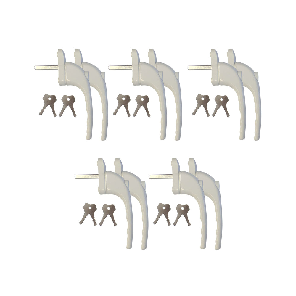 Fenstergriffe mit Schloss 10er Set weiss