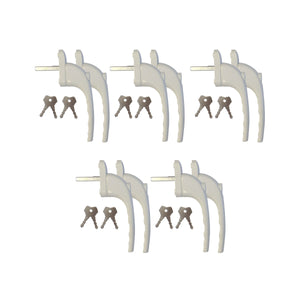 Window handles with lock, set of 10, white
