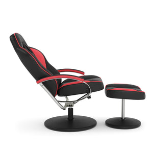 Fernsehsessel mit Fusshocker rot/schwarz