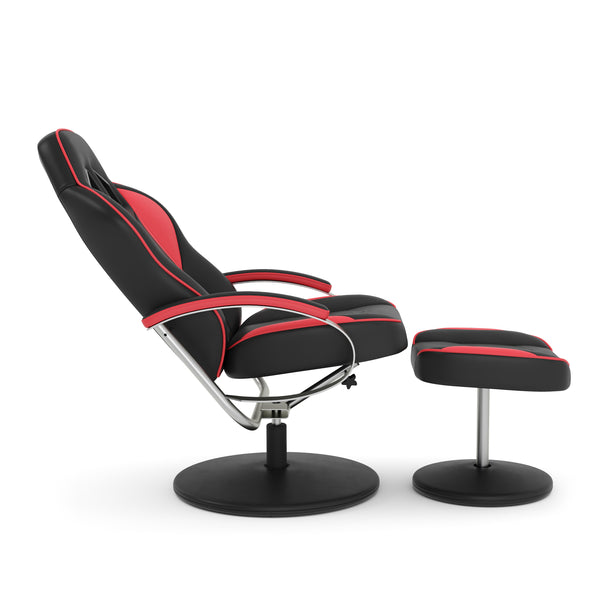 Fernsehsessel mit Fusshocker rot/schwarz