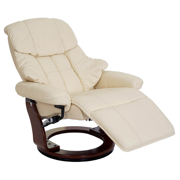 Fernsehsessel MCA Calgary 2 Echtleder 150kg creme, walnussfarben