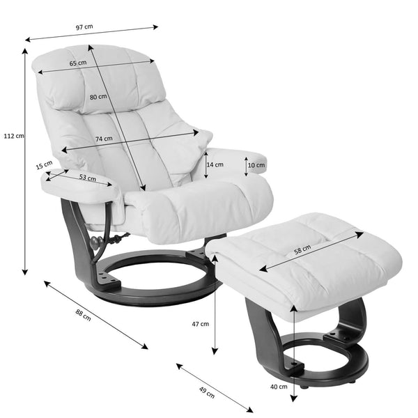 Fernsehsessel MCA Calgary XXL 180kg belastbar Textil hellgrau
