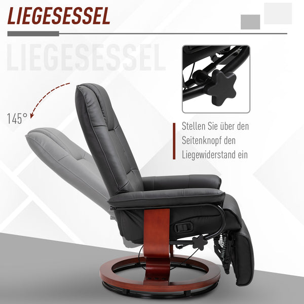 Fernsehsessel Relaxsessel 360° drehbar Schwarz