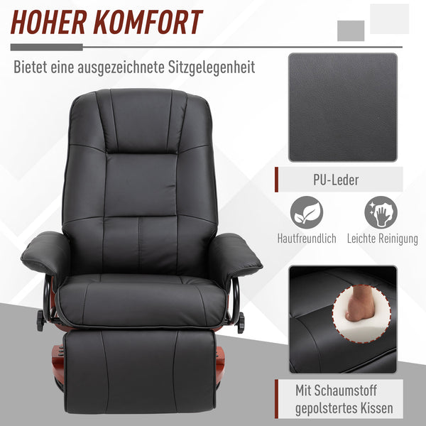 Fernsehsessel Relaxsessel 360° drehbar Schwarz