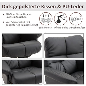 Fernsehsessel Relaxsessel verstellbar mit Hocker schwarz