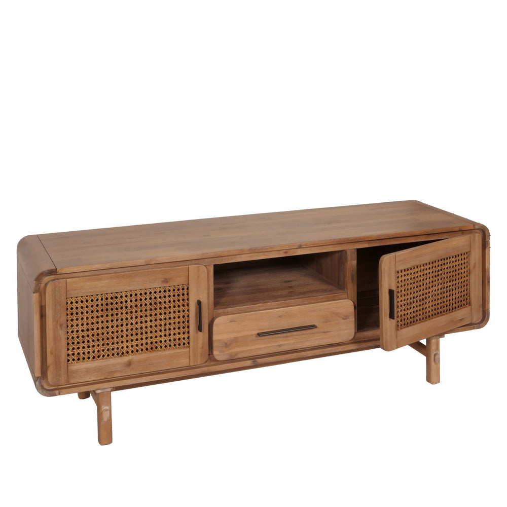 Fernsehtisch Lowboard Rattan Akazie Massivholz 160cm