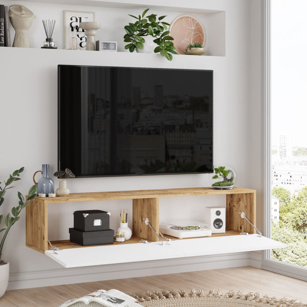 Fernsehtisch Lapinlahti 140x31.5x29.5cm Eiche rustikal/Weiss