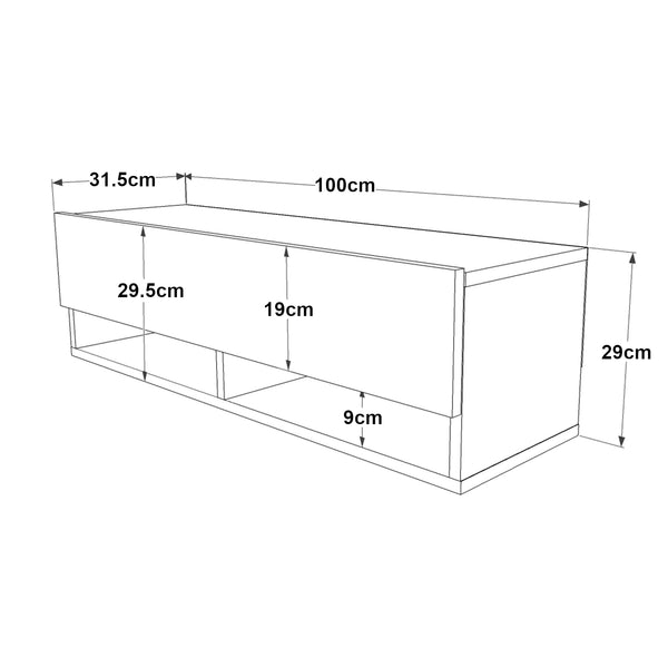 Fernsehtisch Laitila 100x31.5x29.5cm Eiche rustikal/Weiss