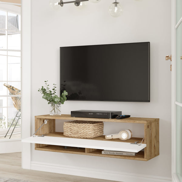 Fernsehtisch Laitila 100x31.5x29.5cm Eiche rustikal/Weiss