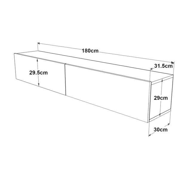 Fernsehtisch Lapinlahti 180x31.5x29.5cm Schwarz Eiche
