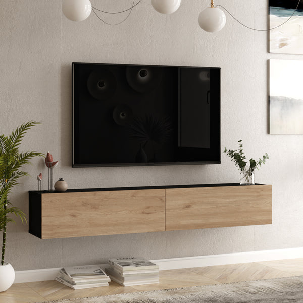Fernsehtisch Lapinlahti 180x31.5x29.5cm Schwarz Eiche