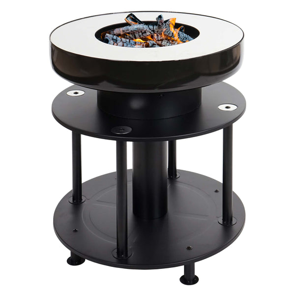 Feuerschale mit Grill JAM-K95 Feuerstelle Edelstahl Emaille Ø56cm