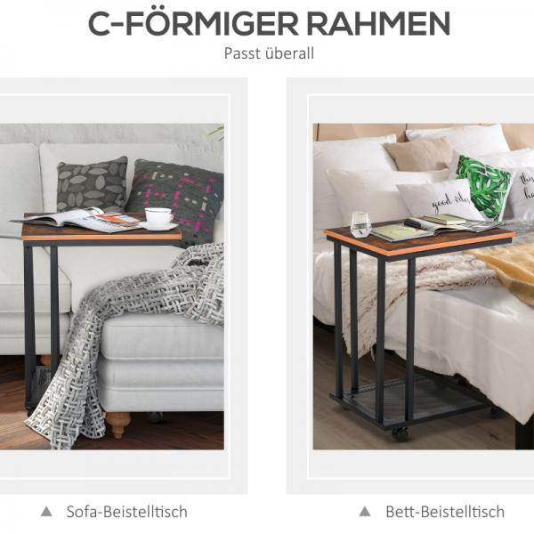 Beistelltisch C-Form rollbar Rollwagen Nachttisch