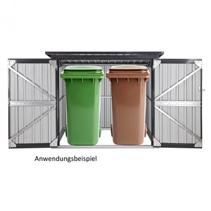 Dema - Metall Garten Mülltonnenbox Aufbewahrungsbox Gerätebox Box mit 2 Türen anthrazit