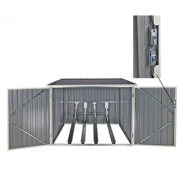 Dema - Fahrradgarage Fahrrad Garage Metallhaus anthrazit für 4 Fahrräder