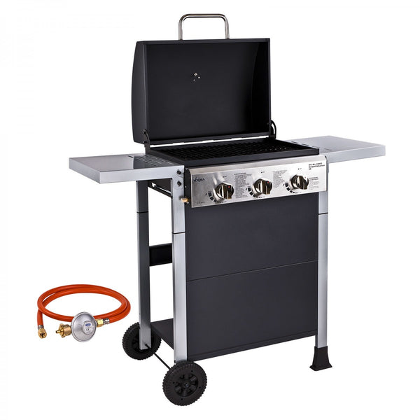 Dema - Gasgrill Gas Grill Grillwagen Barbecue BBQ 3 Flammen 8,1 kW 107x52x103 cm