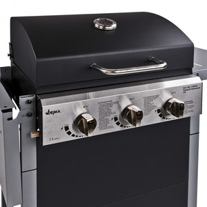 Dema - Gasgrill Gas Grill Grillwagen Barbecue BBQ 3 Flammen 8,1 kW 107x52x103 cm