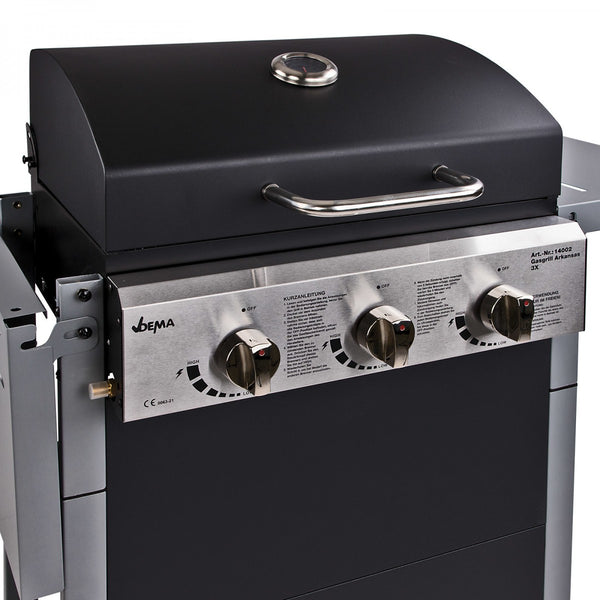Dema - Gasgrill Gas Grill Grillwagen Barbecue BBQ 3 Flammen 8,1 kW 107x52x103 cm