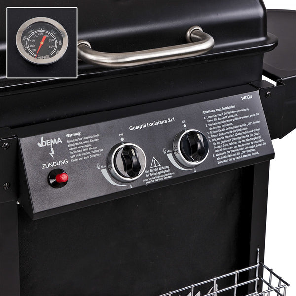 Dema - Gasgrill Gas Grill Grillwagen Barbecue BBQ 3 Flammen 8,7 kW 108x50x95 cm