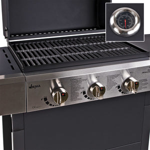 Dema - Gasgrill Gas Grill Grillwagen Barbecue BBQ 4 Flammen 12,6 kW 107x53x102 cm