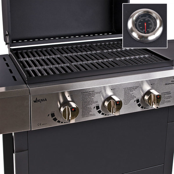 Dema - Gasgrill Gas Grill Grillwagen Barbecue BBQ 4 Flammen 12,6 kW 107x53x102 cm