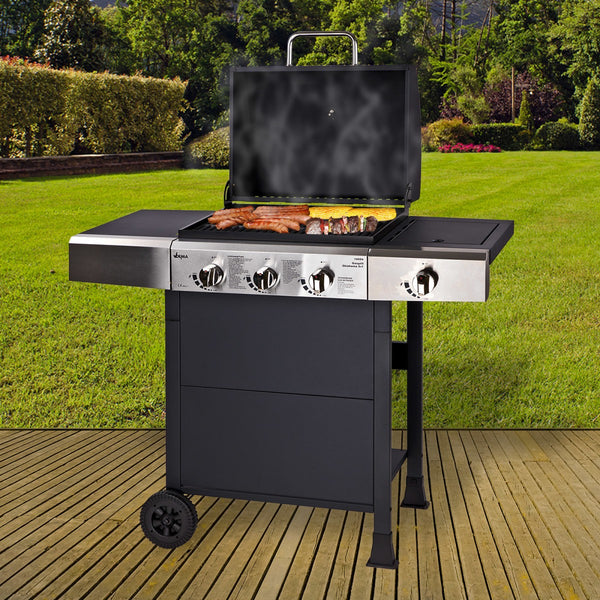 Dema - Gasgrill Gas Grill Grillwagen Barbecue BBQ 4 Flammen 12,6 kW 107x53x102 cm