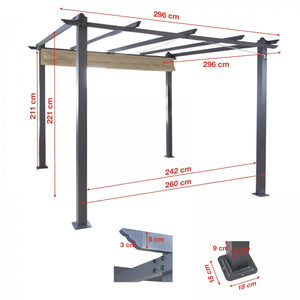 Pergola Freiburg, beige mit Sonnendach