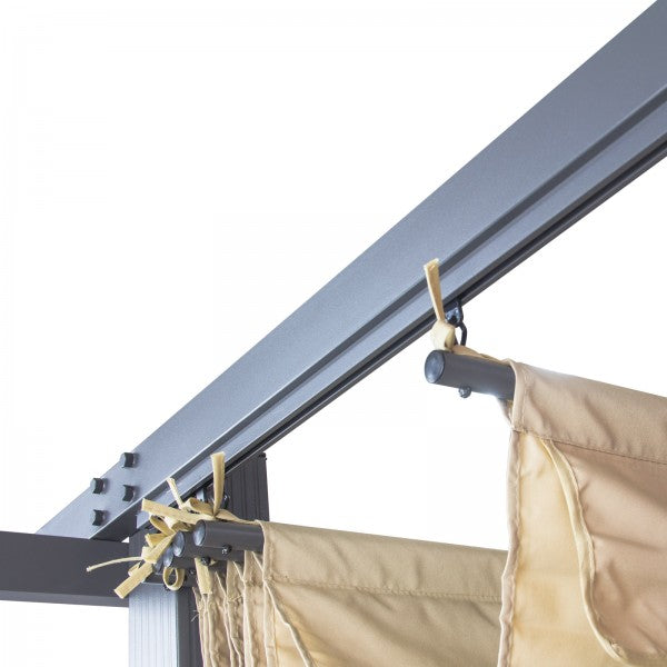 Pergola Freiburg, beige mit Sonnendach