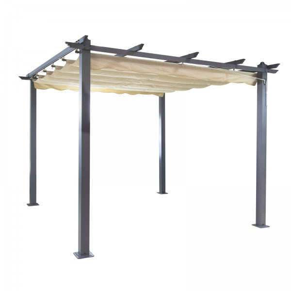 Pergola Freiburg, beige mit Sonnendach