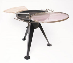 Barbecue rond à 3 pieds, 55 cm, en acier inoxydable