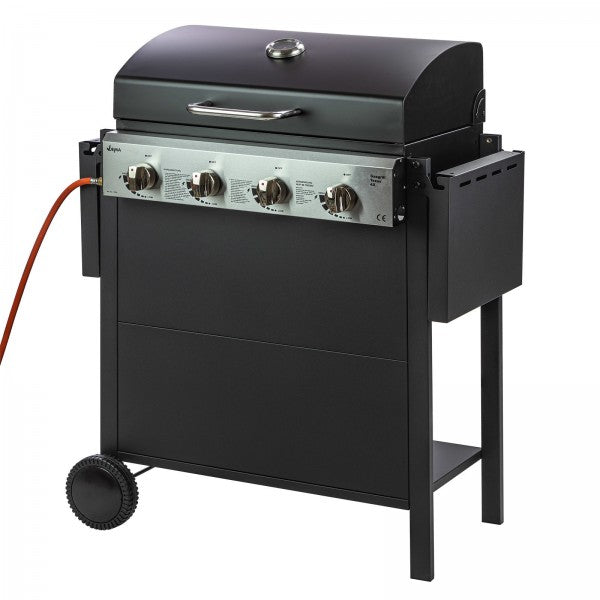 Gasgrill Grillwagen Texas 4X, 4 Brenner, Grillrost 59x35 cm, 12 kW m. Ablagen