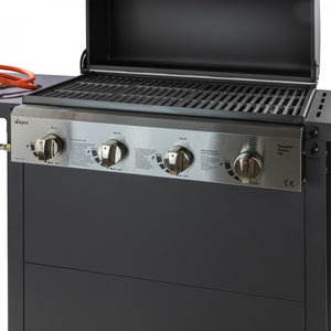 Gasgrill Grillwagen Texas 4X, 4 Brenner, Grillrost 59x35 cm, 12 kW m. Ablagen