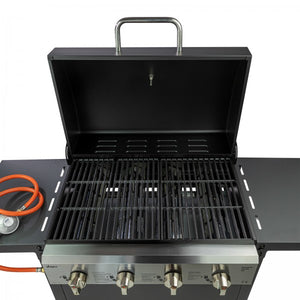 Gasgrill Grillwagen Texas 4X, 4 Brenner, Grillrost 59x35 cm, 12 kW m. Ablagen